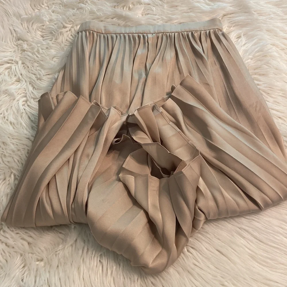 J. Crew Tan Cream Midi A-Line Skirt size XS excellent condition - Picture 6 of 8